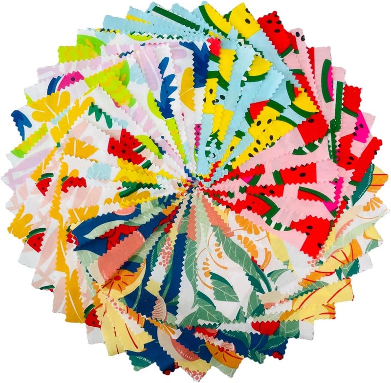 DMFR Cotton Fabric Squares 5x5 Charm Packs for Quilting 5 inch for Baby Sewing Patchwork 42pcs (Fruit Fabric) - Image 1